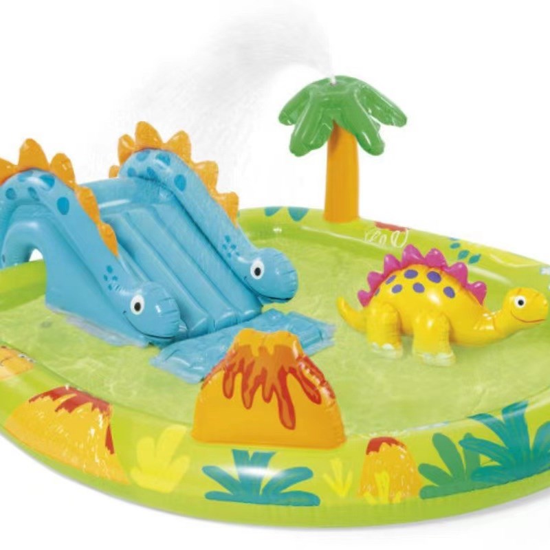 INTEX 57166 火山岛恐龙公园水池儿童海洋球池沙池家庭喷水游泳池