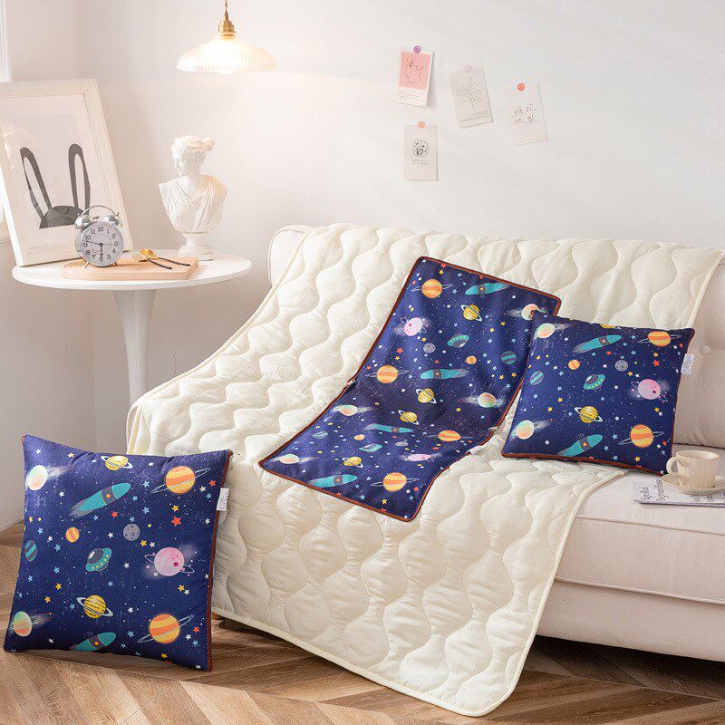 抱枕被子两用二合一汽车四季款宝贝绒中式印花靠枕被办公室家用