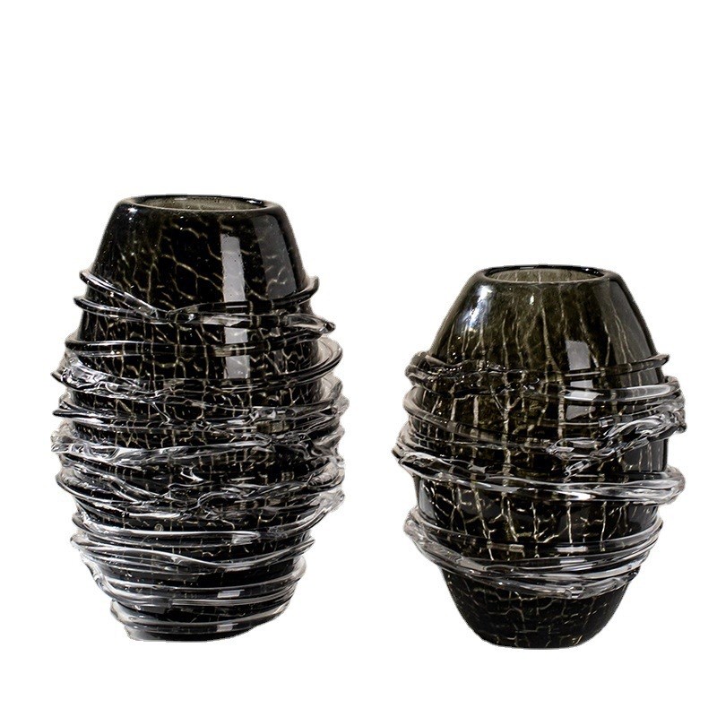 极简琉璃艺术轻奢花瓶摆件高级现代客厅餐桌意式样板间软装大花器