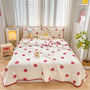 夏季 冰丝乳胶凉席三件套夏被可水洗学生宿舍床单人空调被双人软席