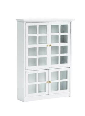 1：12迷你DOLLHOUSE娃娃屋微缩家具食玩配件DIY模型 白色碗柜橱柜
