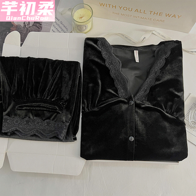 金丝绒女可外穿大码睡衣套装