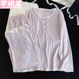 少女甜美海岛绒睡衣女春秋冬季 简约韩系加厚加绒保暖家居服套装
