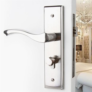 不锈钢实木门锁房门锁室内门锁老式卧室锁大门把手配件配大58锁体