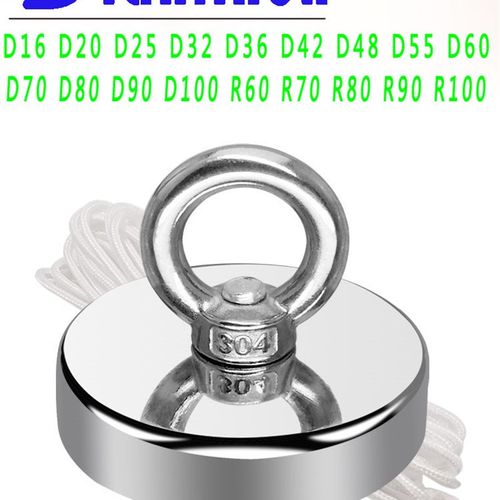 打捞专用超强磁铁钕铁硼强磁双面吊环磁性吸盘吸铁石打捞神器圆形