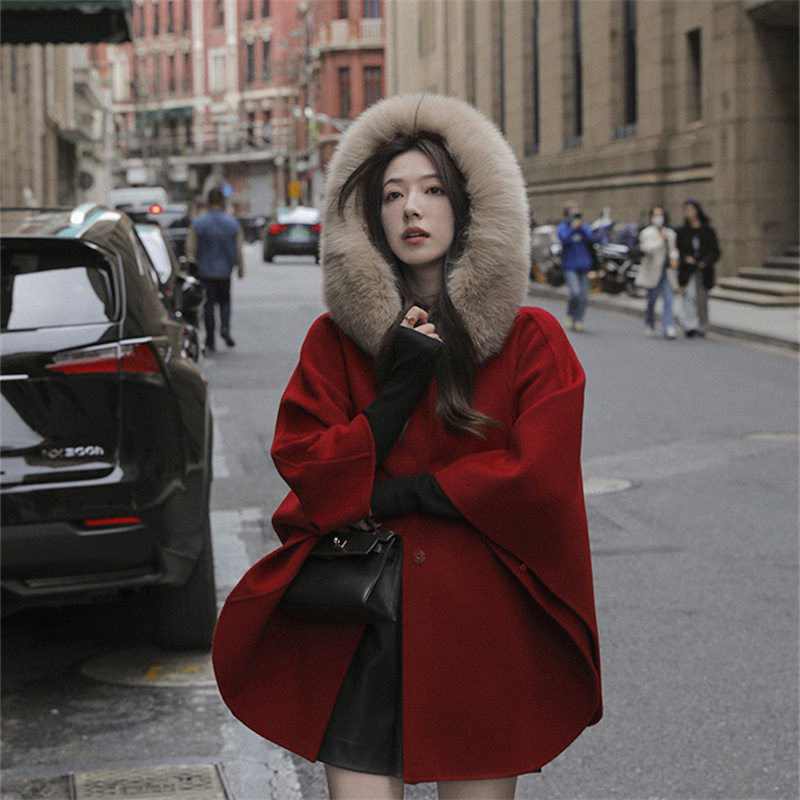 25秋冬新魔女斗篷披肩双面羊绒大衣女可拆卸狐狸毛领毛呢皮草外套,女装/女士精品,毛呢外套,淘宝优惠券,粉丝福利购,淘宝优惠卷