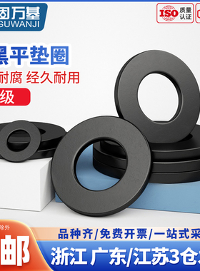 黑色12级平垫片金属螺丝平垫圈加大加厚薄介子圆形M6M8M10M12M42