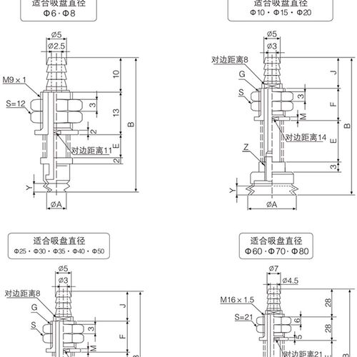 妙德型气动双层真空吸盘 PJTS-25-30-35-40-50-6/15/30/50 吸嘴