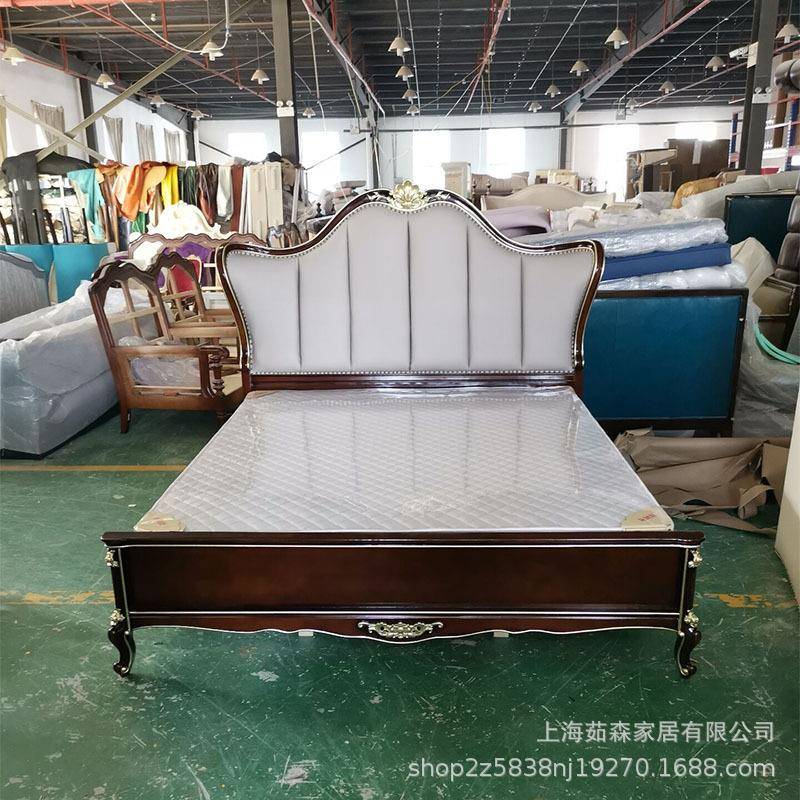 欧式床美式后现代卧室皮艺床新古典奢华实木床家用双人床公主床