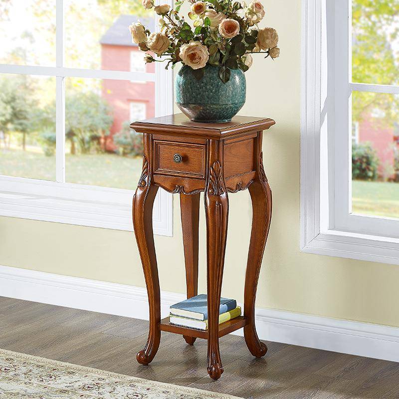 美式实木花架子客厅落地式盆景架欧式室外花架新款阳台置物架花几