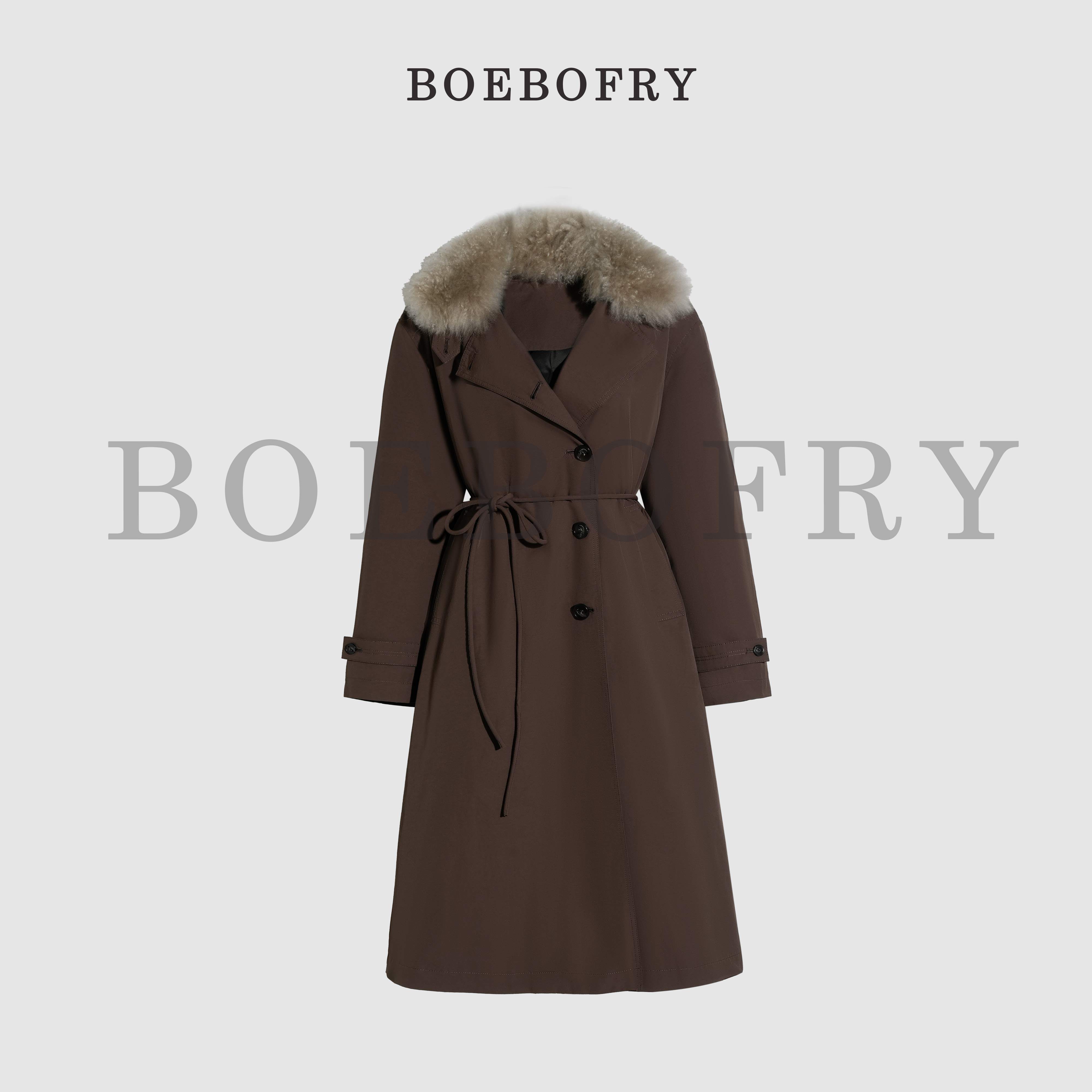 BOEBOFRY 云舒雁远 冬季轻奢收腰系带可拆卸厚风衣鹅绒服BE4F1116
