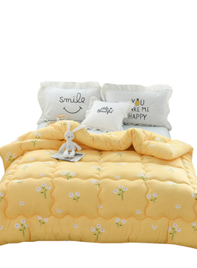秋冬季韩式碎花黄色被子冬被棉被芯厚保暖单人学生宿舍太空被床褥