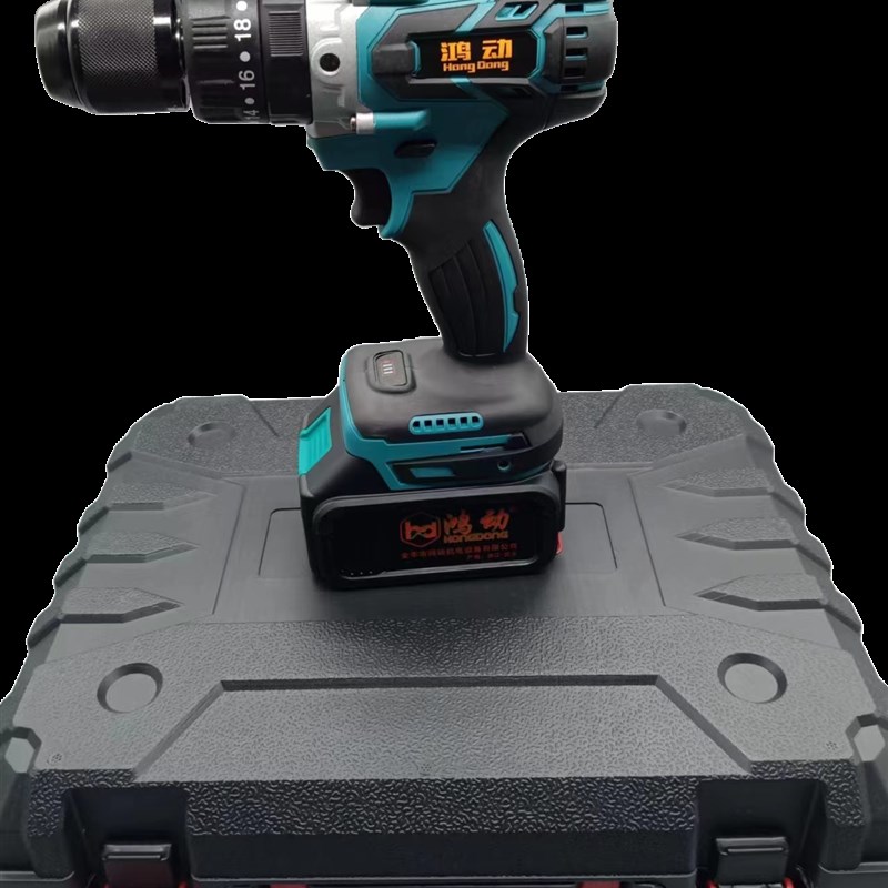 鸿动13厘带冲击无刷锂电充电钻手电钻螺丝刀双速多功能手钻HD6308