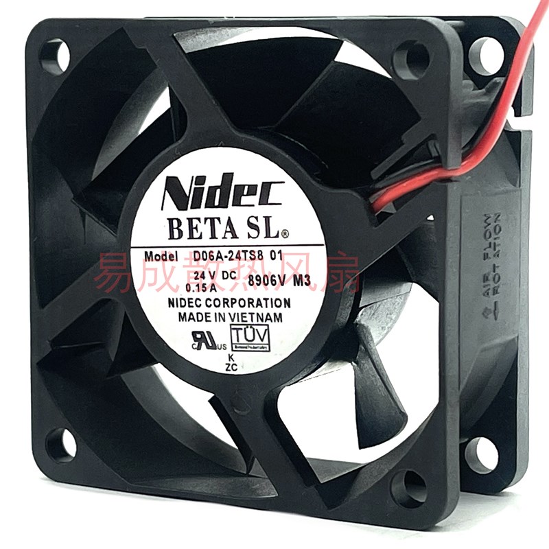 Nidec D06A-24TS8 01 24V DC 0.15A 尼得科6025变频器散热风扇6cm