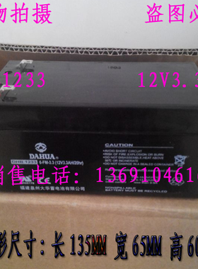大华蓄电池DHB1233应急电源电池12V3.3AH卷帘门消防报警器电池
