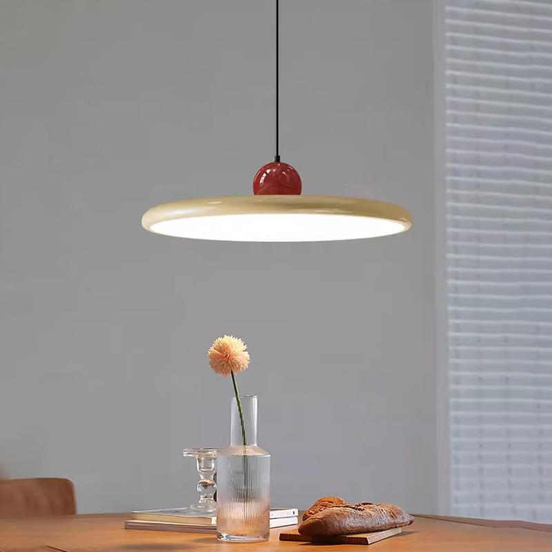 餐厅吊灯奶油风现代简约饭厅灯飞碟全光谱吧台灯设计师led餐桌灯