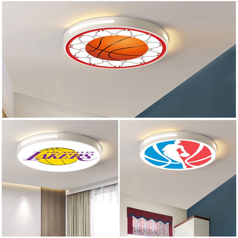 简约可定制球徽图案吸顶灯店铺装修灯具房间灯具篮球灯湖人队徽灯