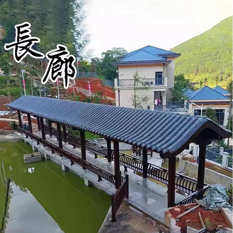 一楼农村小院树脂瓦六角凉亭户外庭院实木室外花园防腐木四角亭子