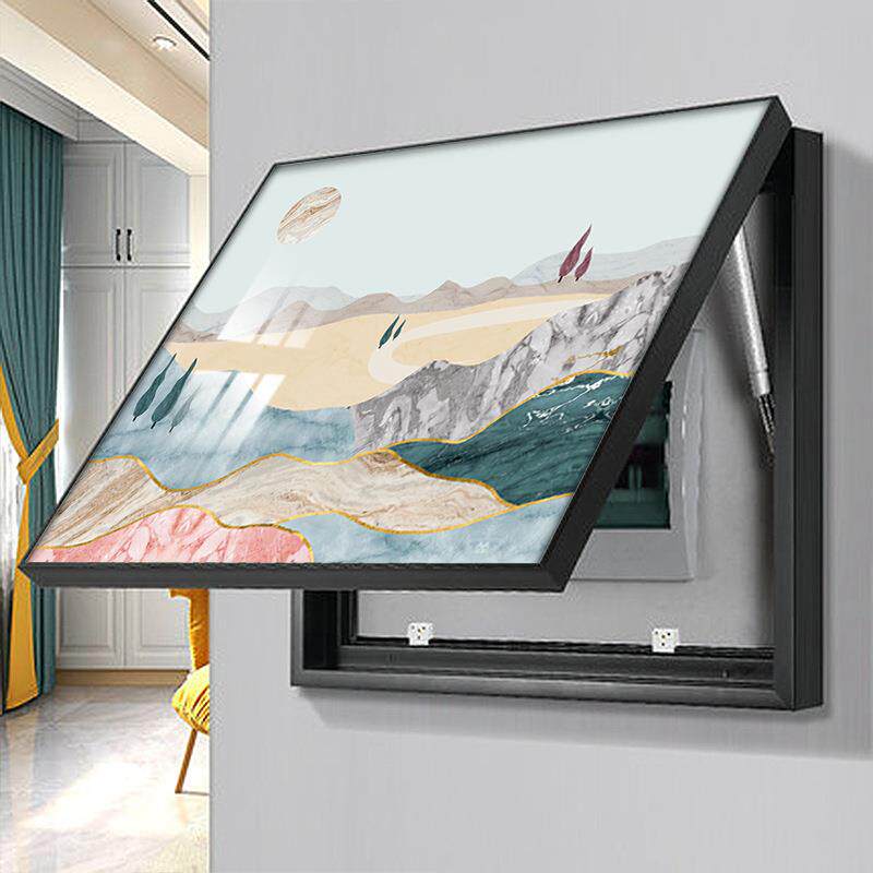 V3FP电表箱挂装饰画现代轻奢水空免打孔无品牌/配电箱客厅墙壁开