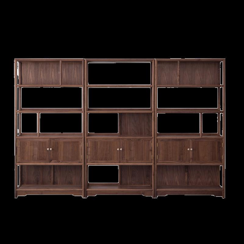 新式北黑胡桃中实木古博架展示HLH柜储物柜老榆木展柜免漆美书柜