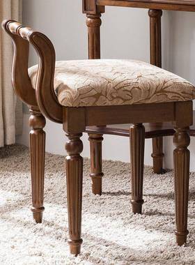 美式妆梳16535妆凳欧式全实木化凳妆梳台子布艺软椅包方凳公主凳