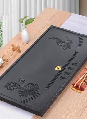 乌金石茶盘82840材代家用茶具套装简约整块大号石头茶台小石茶现
