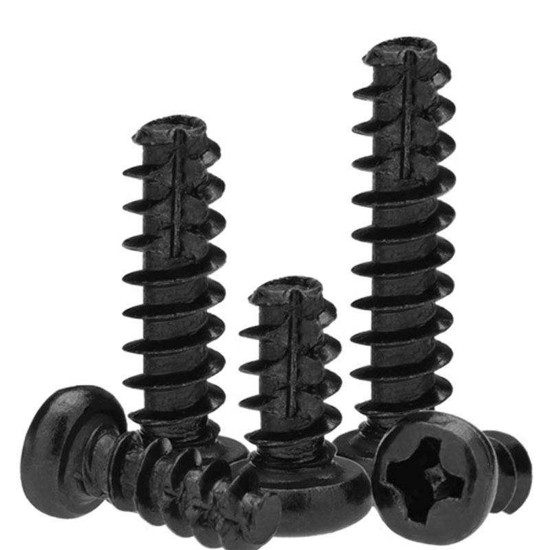 黑色十字圆头割尾自攻螺丝钉开槽盘头PT小螺钉 M2M3/M3.5/M4