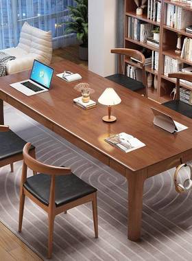 青少年高中脑生学习家用桌46246实木双人抽桌带屉电桌学初生专用