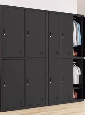 多门黑色更衣柜员工储物MX-889带柜宿舍拿浴室包桑存柜锁铁衣柜加