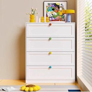 家实木柜斗卧室墙储物柜奶油风落地多层抽DVG屉柜现代靠简约用储