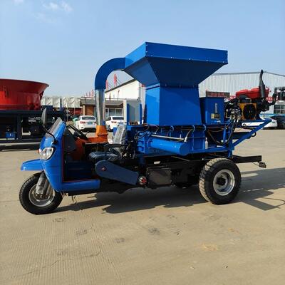 草三车载PUT青储饲揉丝机时产8吨秸秆铡草车干轮湿两用青贮切草机