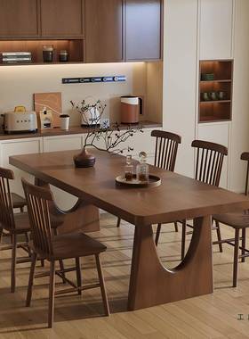 实木原餐桌学习形桌用现代长家方吃饭桌餐厅客厅大长86202木书桌