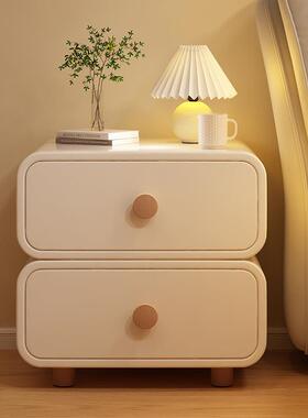 油代床柜卧室实木家用皮质床边头奶柜极简简约现新款安装小型9778