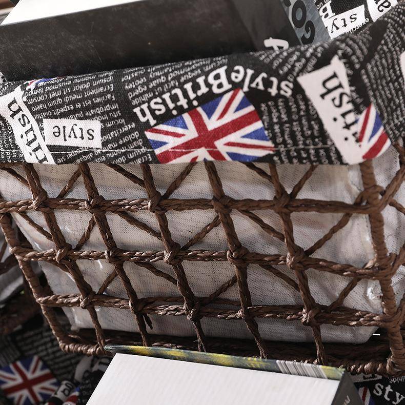 现货MMY藤报编吊收纳筐多层田园书架卧室收收纳衣物篮纳筐