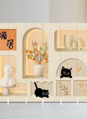 奶油风风隔断客屏厅遮挡KVC卧办公室网红面儿童移双室动直播背景