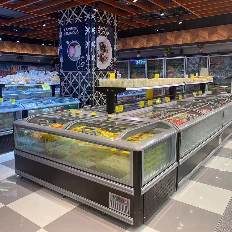 卧式岛柜冰全动霜化大容量组合式冷冻柜自肉类展柜柜商用冰PIZ示