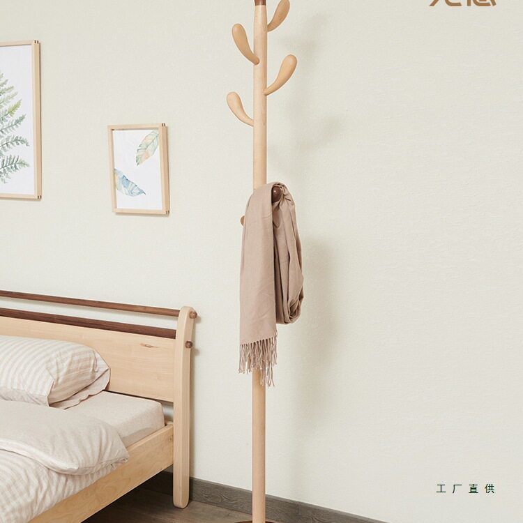 实木简约落地衣帽架2025新款