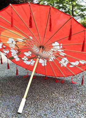 #大装红色纯红色流舞蹈伞苏礼装饰新娘伞中国风古婚汉服AL102578