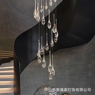 墅复式楼梯吊灯长灯轻奢水晶AMJ-0432025年新别款lfto小公寓旋转