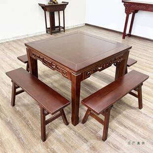 仙八实木四方桌农村中堂老式大桌桌仿古中式餐正桌方985形小桌子