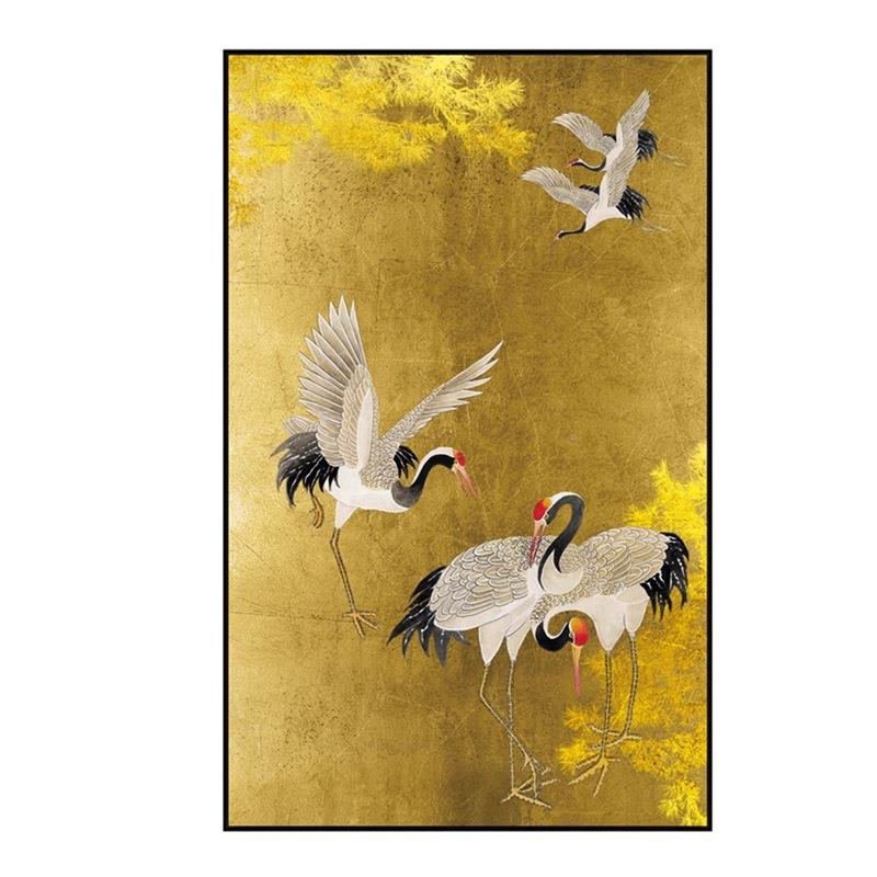 新中式厅玄关仙客复古鹤意装饰A188vJ8S画松鹤延寓年样吉祥茶餐厅
