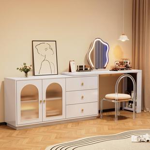 中古风藤编实梳妆台一室体物斗柜简约木现代卧可储伸NEG缩转角化