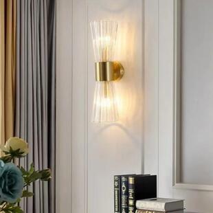 可开增票轻铜本色壁下灯上罩子玻93璃罩奢现代简风灯酒约店民宿壁