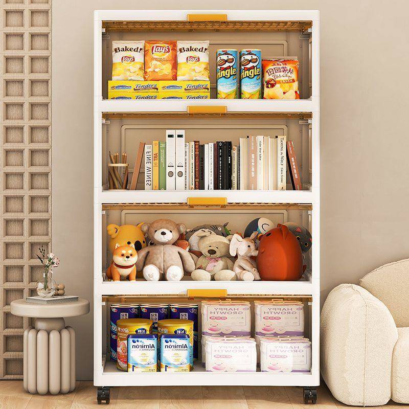 H2h塑料收纳柜子家用厨exYFxM33房多层翻客盖置服式物架厅婴幼儿