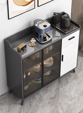 岩板餐边柜现代26775碗柜厨房收纳储物厅吧客台家用柜一体玻门茶