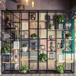 oft复古博l铁古书架艺隔断架子置物架业风隔板实木工ZJC搁板层架