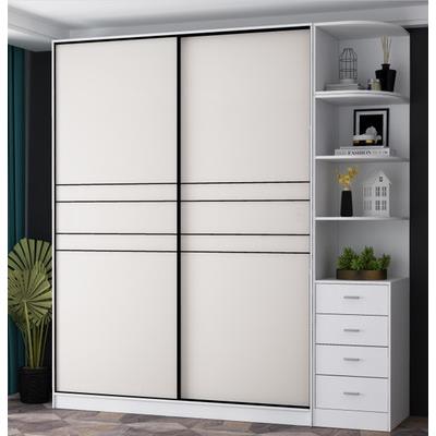 简约衣移门定制衣柜门F7688MJM推拉门柜订做实柜木衣门定做纯白柜