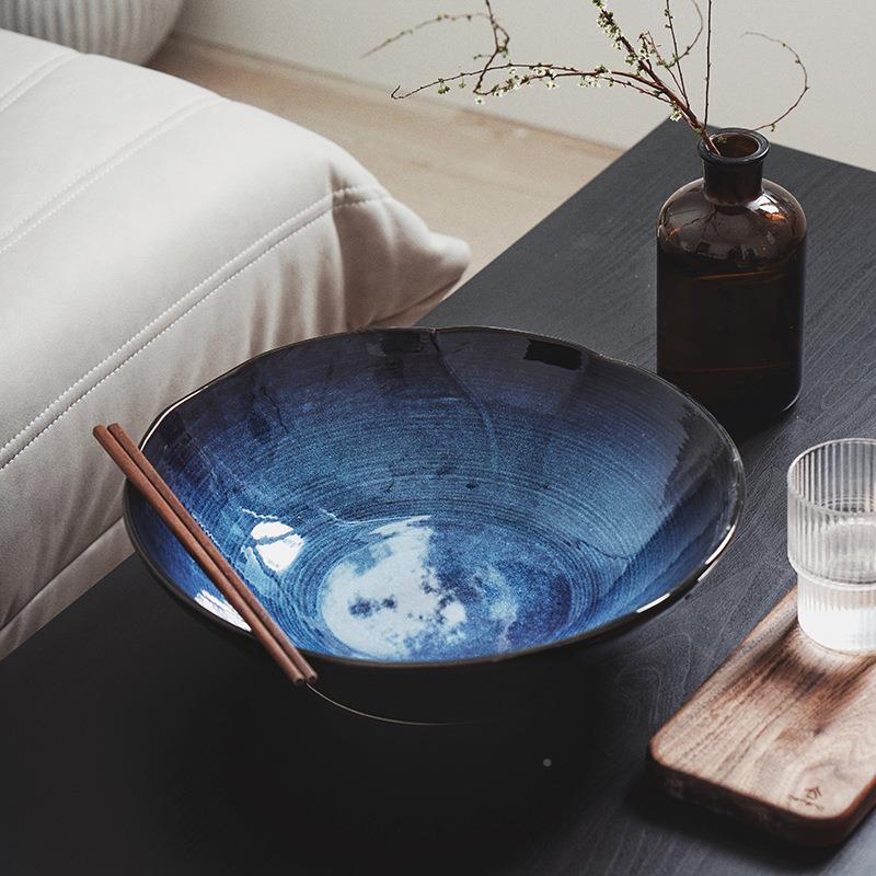 碗日式餐餐创意具个性大号家用陶瓷碗釉下窑大变具汤碗沙B-10002