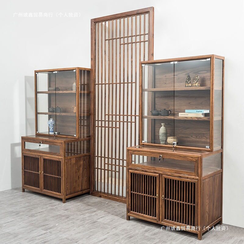 实木玻璃新中式珠宝展柜