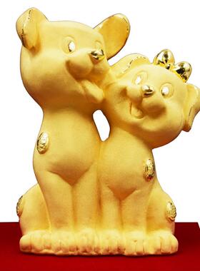 绒销金十二工生肖狗沙艺品摆fy-G1008件卡生肖狗促摆饰产品镀金